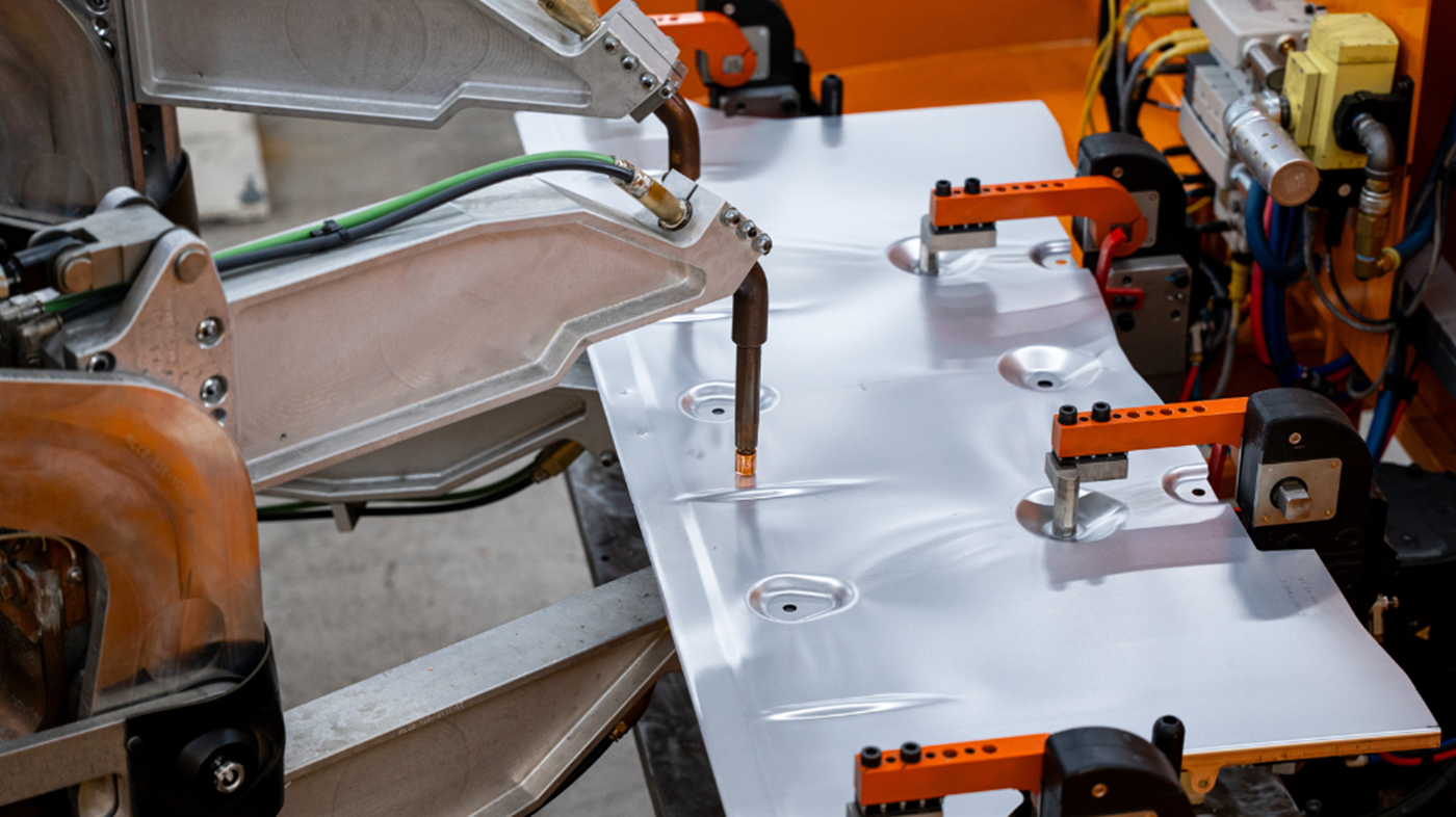 Spot welding application for automotive skid plates