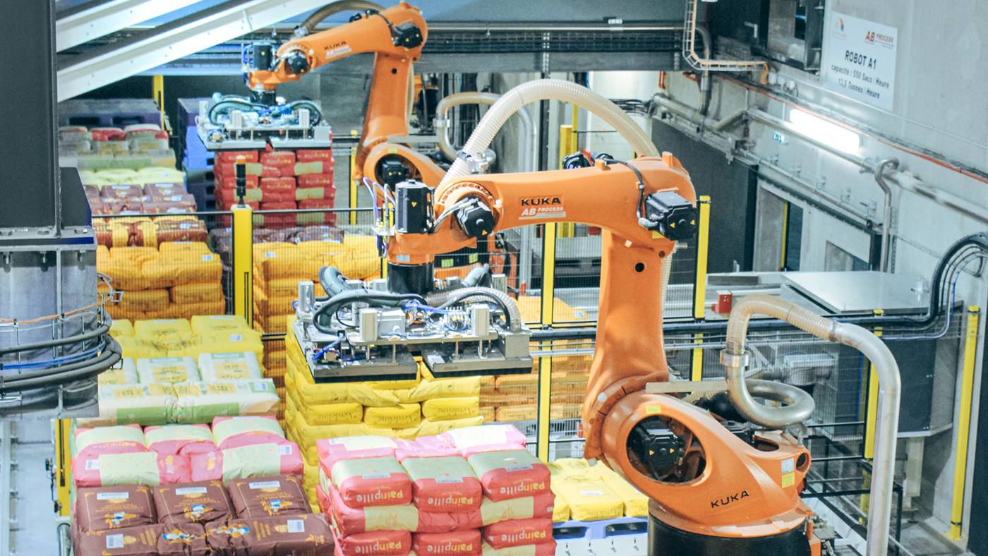 Palletiseerrobots bij Moulins Bourgeois