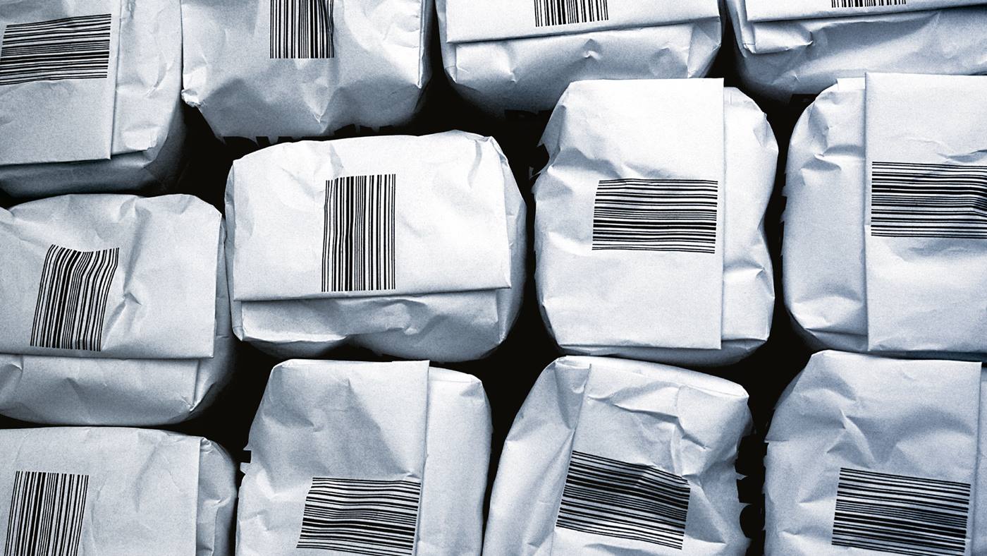 Gestapelte Zuckertüten in der Lebensmittelindustrie