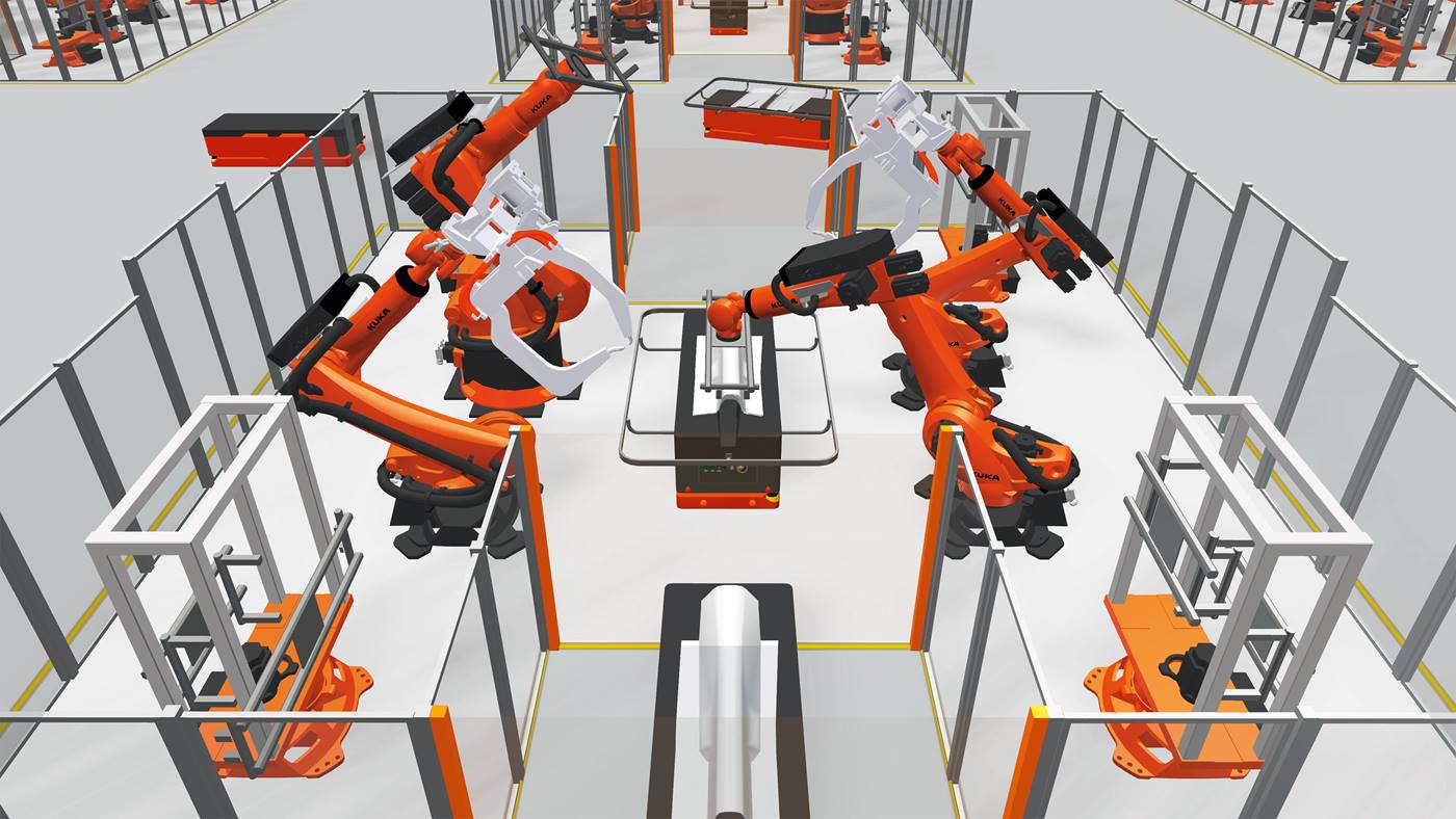 Flexibele productie automatisering: voorbeeld van een standaardcel in de matrixproductie.